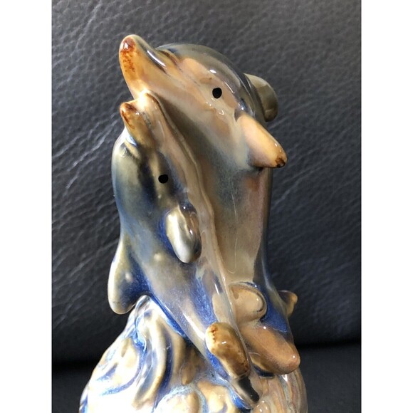 Playful Dolphins Figurine Nautical Pottery Bell with Beach Ocean Marine - Picture 6 of 8